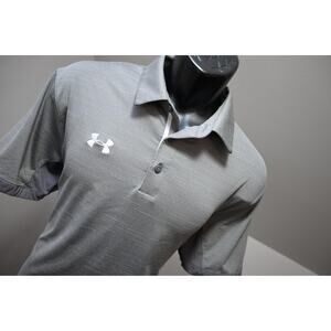 Under Armour Golf Polo HeatGear Loose Gray Athletic Shirt Mens Sz Large